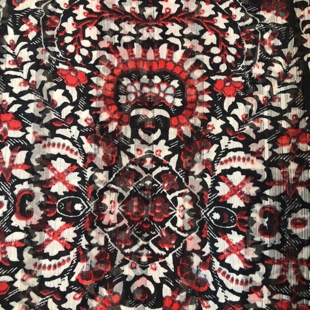 1.State sheer lace up patterned peasant top - Picture 9 of 9